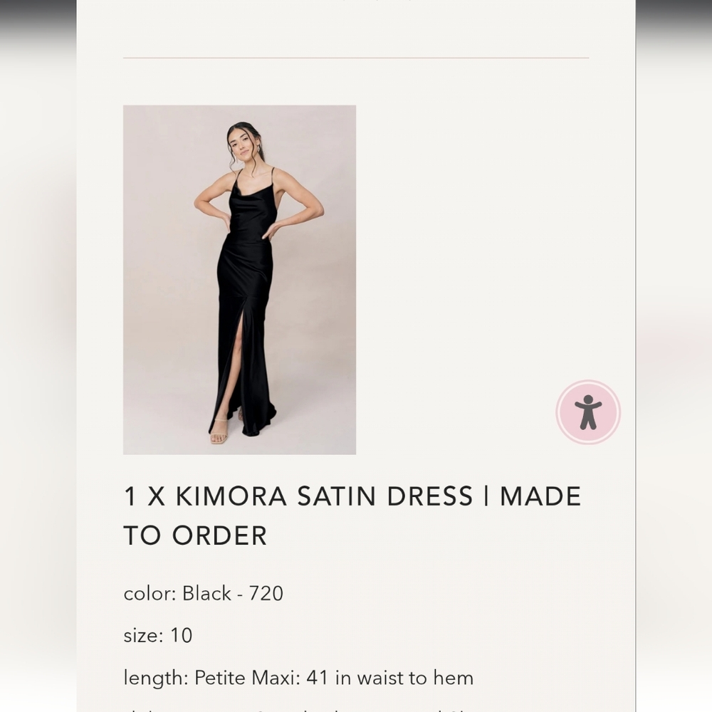 Revelry Satin Black Bridesmaids Dress - Size 10